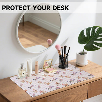 AUPET PU Leather Desk Pad Protector Blotter, Animal 35 x 17in Large Mouse Pad,Cute Office Desk Mat,Waterproof Non-Slip Desk Writing Drawing Pad for Office Home Game (Cats with Bow tie)