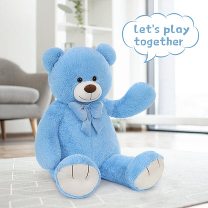 MaoGoLan Giant 47" Teddy Bear Stuffed Animal, Cuddly Large Blue Teddy Bear Plush Toy for Girlfriend Boyfriend Kids, 4ft Big Stuffed Animal for Valentines Day Gift Baby Shower Decor