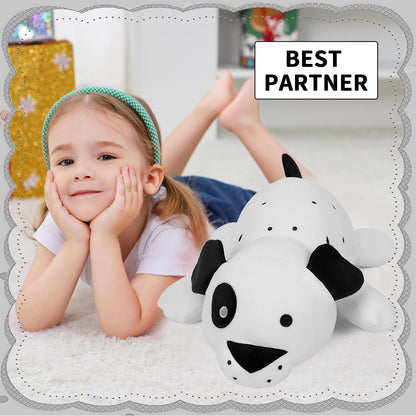 FLORVIV Weighted Dog Stuffed Animals Weighted Puppy Plush Toy 24" 4.2lb Cute Dalmatians Hugging Dolls Plushies Pillows for Boys and Girls (White & Black)