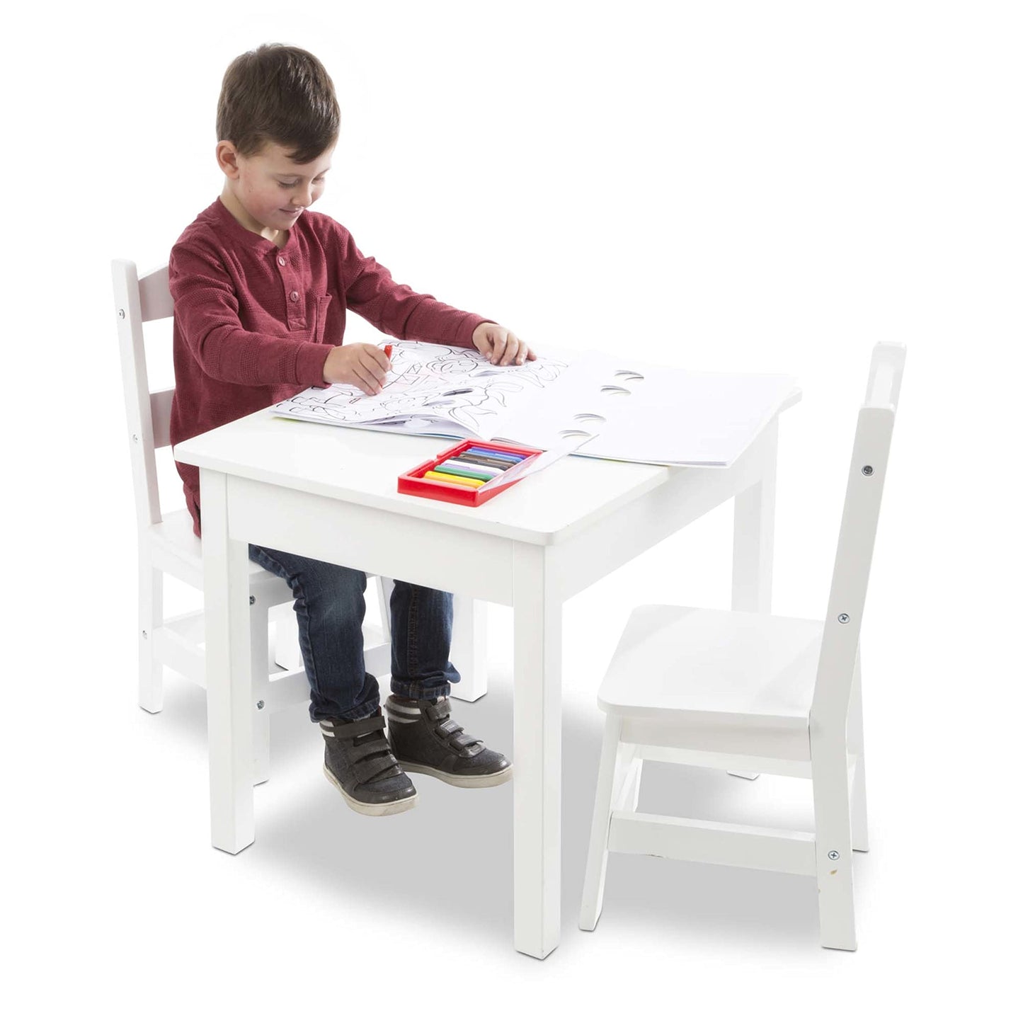 Melissa & Doug Wooden Kids Table & Chairs Set, Montessori, Homeschool Classroom Must Haves, Bedroom Furniture for Boys & Girls 3+