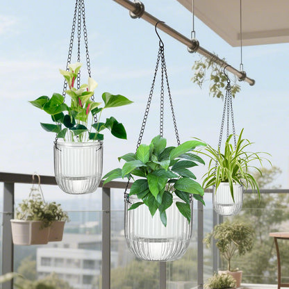 JxyHauteresce Self-Watering Hanging Planter for Indoor Plants - Easy Care, Long Lasting - Perfect for Herbs, Succulents, and More (White Transparent)