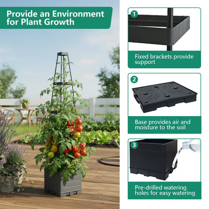 Lazzmonk 2 Pack Raised Garden Bed Planter Box with Trellis, 58”Tomato Planter with Trellis for Climbing Plants Vegetables Vine Flowers, Self-Watering Tomato Cage for Garden Patio Outdoor & Indoor