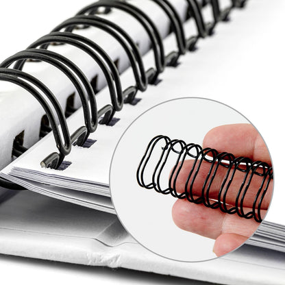 HOUYEE 100 Pack 6/9 Inch Double Loop Wire Binding Spines,120 Sheet Capacity, 3:1 Pitch Wire Binding for Letter Sized Paper,32 Holes,for Teacher Student Document Notebook Making,Black