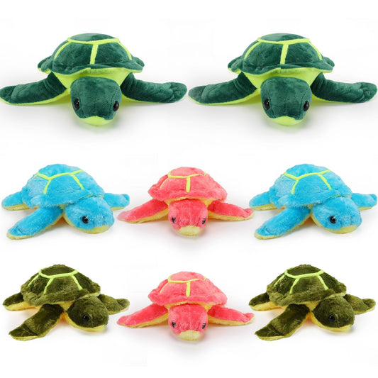 Jenaai 8 Pcs Sea Turtle Stuffed Animals 10 Inch Big Soft Sea Turtle Toys Pillow Gifts for Kids Girls Boys Cute Plush Gifts for Adults Birthday Beach Party Decorations(Colorful)