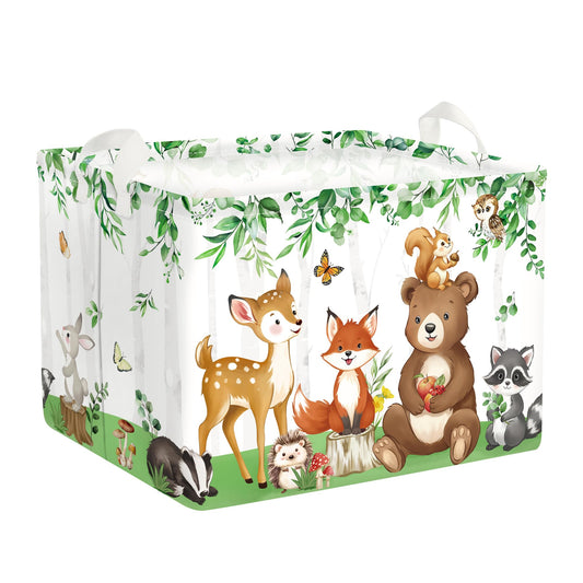 HUUMONSS Jungle Animals Laundry Hamper Large Storage Basket Cartoon Wild Zoo Collapsible Parents Organizer Kids Toy Clothes Bins for Bedroom, Bathroom, Bear, 36L