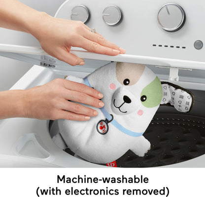 Fisher-Price Baby Toy Calming Vibes Puppy Soother Plush Portable Sound Machine with Vibrations for Newborns 0+ Months