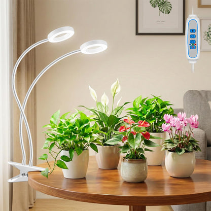 Eurbolan Grow Lights for Indoor Plants, 2 Heads 96 LEDs Full Spectrum Clip On Grow Light with Clip, Plant Lights for Indoor Growing with 3 Lighting Modes, 6/12/16Hrs Auto Time, 5 Brightness.