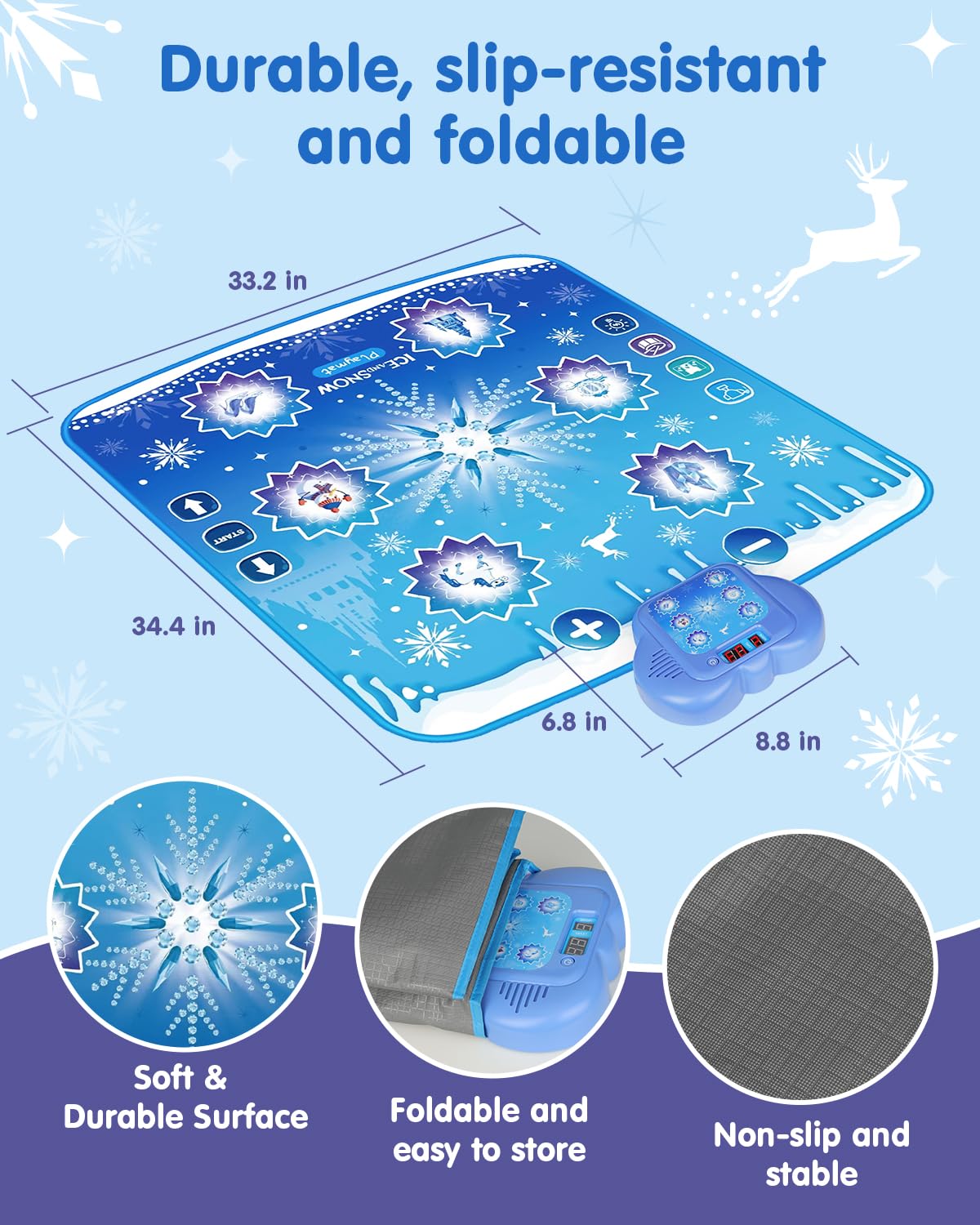 Humzo Frozen Toys Dance Mat for Girls – Bluetooth Light-Up Musical Floor Mat with 4 New Game Modes, Adjustable Volume, 2025 New Gift for Girls Ages 3-12 Birthday & Christmas