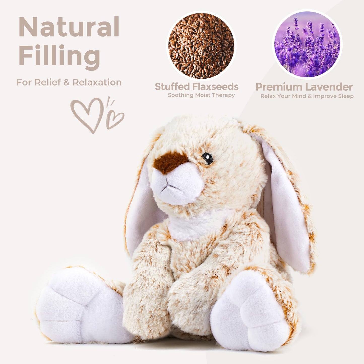 LURKOMEMO Bunny Microwavable Weighted Stuffed Animals,Heating Pad Animal for Period Cramps&Pain,Lavender Scented Heatable&Coolable Bunny Plushies Toy for Stress Relief,Gifts for Girls Kids Women