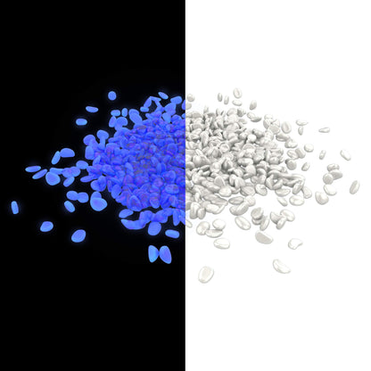 Pure Garden Glow-in-The-Dark Solar Pebble Lights, 500 Ct Blue Decorative Rocks for Flower Beds, Walkways, and Patios