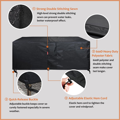 SheeChung Fire Pit Cover Rectangular-Fits 50-54 inch Table-Waterproof Heavy Duty 600D Outdoor Cover for Gas Fire Pit,Patio Deck Box Protector Patio Furniture Cover 54"Lx34"Wx24"H