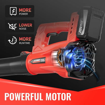 Leaf Blower Cordless, Electric Brushless Leaf Blower with 2 * 4.0Ah Battery Powered, Blowers for Lawn Care, Blower with Extension Nozzle, Battery Powered Blowers Leaf Cordless