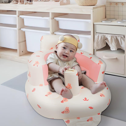 EKEPE Inflatable Baby Chair with Built in Air Pump, Sit me Up Floor Seat for Baby 3 Months & Up, Blow Up Baby Seats for Infants for Sitting Up - Bunny