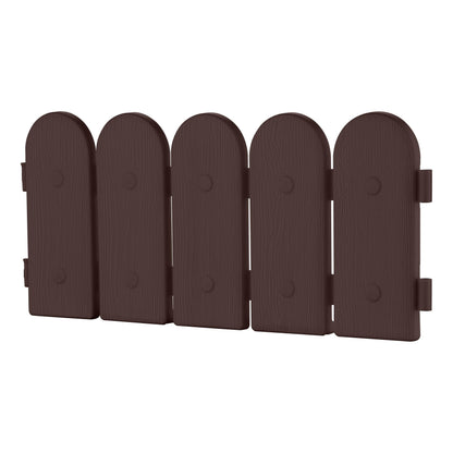 Evelyne Garden Border Plastic Edging: Wooden Fence Design - 8pcs Brown Yard Landscaping Fence Liner Lawn Edge Barrier - 10ft Kit of Decorative Lawn Panels Elements -Landscaping Edging-GMT-10374-A08