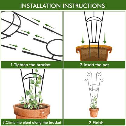 ZOUTOG Trellis for Climbing Plants Indoor 4 Pack 30 Inch,Rustproof Metal Garden Trellis for Potted Plants,Sturdy Houseplant Support Indoor Outdoor for Ivy Pothos Monstera Hoya Flower Vine (Black Moon)