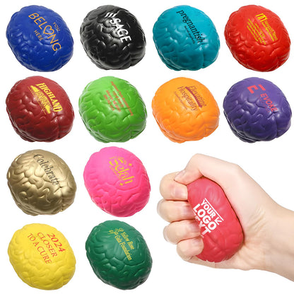 FLIXLEAP 100 Sets of Custom Stress Relief Foam Balls with Logo, Bulk Brain Shape Personalized Foam Balls, Anxiety Stress Relief Stress, Perfect for Office, Travel or Home