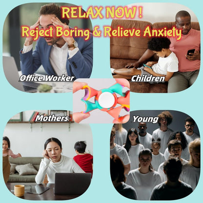 4 Pack Fidget Spinner with Suction Cup - Safe and Soft Sensory Anxiety Relief Toy for Adults and Kids 8-12 | Perfect Suction Dart Target Game, Classroom Focus Tool & Party Favors