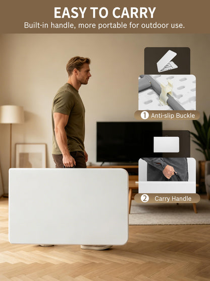CHRONELLE 8 Foot Folding Table Portable, 8FT Folding Dining Table for Indoor Outdoor, Heavy Duty Fold-in-Half Plastic Long Large Rectangular Utility Card Tables for Picnic Camping Party, 95x29 inch