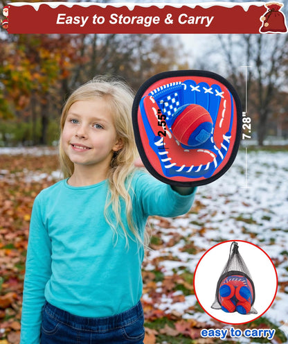 Qrooper Toss and Catch Game Ball Set Toddler Toys for 3 4 5 6 7 8 Year Old Boys Girls Birthday Gift, Yard Games Pool Outdoor Beach Toys for Kids Ages 4-8 Baseball Glove