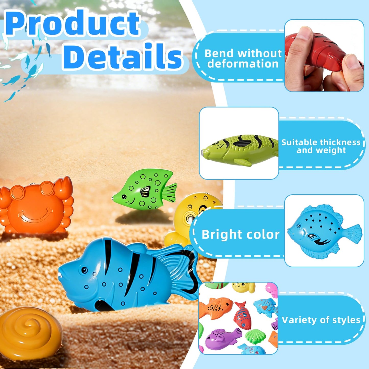 BLmukce Magnetic Fishing Game Toys with Inflatable Pool for Toddlers 1-3 3-5, Kids Bathtub Pool Water Table Toys, Birthday for 2 3 4 5 6 Year Old Boys Girls