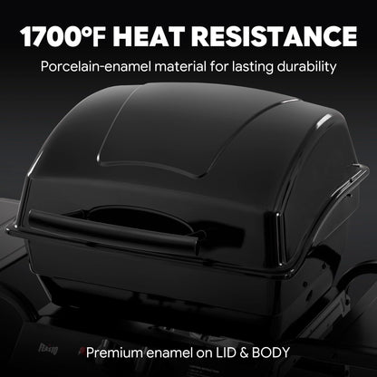 Feasto 2 Burner Propane Gas Grill with 26,500 BTUs Output, Porcelain-Enamel Main Body and Lid, Propane BBQ Grill with Warming Rack & Side Tables for Patio, Backyard, Poolside Gatherings