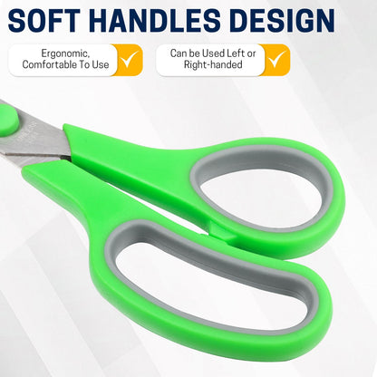 BURVAGY 8" 10 Pack All Purpose Heavy Duty Scissors- Comfort-Grip Sharp Scissors for Office School Sewing Fabric Craft High/Middle School Student Teacher Scissor, Right/Left Hand