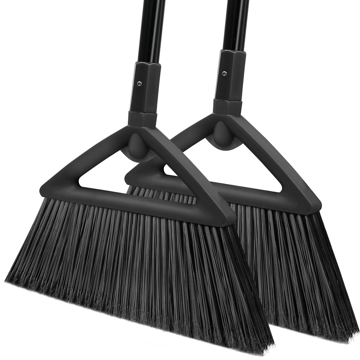 SZJYHQY 2PCS Heavy Duty Broom, Broom for Sweeeping Indoor and Outdoor, Angle Broom with Long Pole, Outdoor Broom for Courtyard/Garages/Slidewalk, Indoor Broom for Kitchen Lobby Canteen Black