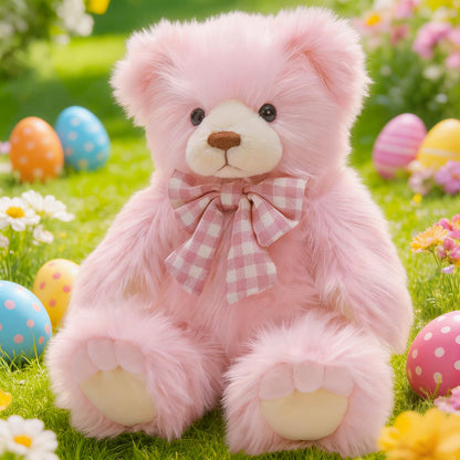 MorisMos Teddy Bear Stuffed Animal,14'' Long Fur Stuffed Bear Plush Toy Gift for Kid Girl Boy Toddler Teen Adult,Cuddly Teddy Animal Toy Decor for Baby Shower Birthday Valentine’s Day Party Favor,Pink