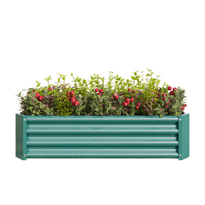 Metal Raised Garden Bed Outdoor, Rectangle Galvanized Rustproof Raised Planter Boxes for Flowers, Plants, Vegetables, Herbs (Green, 4x2x1FT)