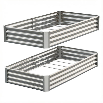 Anmiro Galvanized Raised Garden Bed,Outdoor Planter Box Metal Patio Kit Planting Bed for Vegetables Flowers Herb (Galvanized, 6x3x1ft-2p)