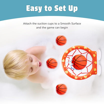MARPPY Bath Toys - Bathtub Basketball Hoop for Toddlers | Bath Toys for Kids with 4 Mold-Free Balls & Strong Suction Cup Basketball Hoop | Toddler Shower Toys and Fun Kid Bathtub Toys | Boys or Girls