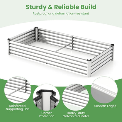 Giantex Galvanized Raised Garden Bed with Greenhouse Cover, 6x3x1 FT Outdoor Metal Oval Tall Planter Box with 2 Roll-up Windows, Clear PVC Mini Greenhouse for Vegetables Flowers Herbs Patio (Silver)