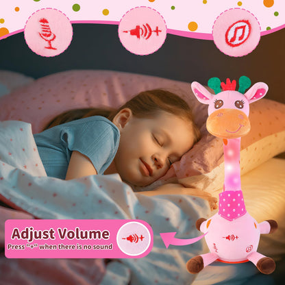 Emoin Dancing Talking Giraffe Toy for Baby Toddler, Dancing Giraffe Toy Singing Mimicking Recording Repeating What You Say with LED English Sing for Boys Girls Gift, 15 Second Recorde