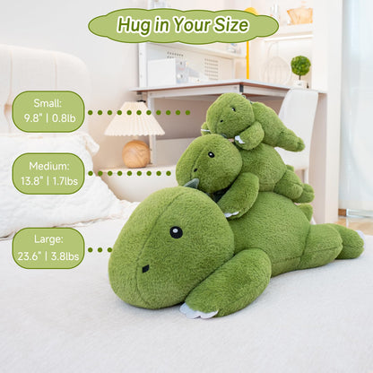 SQEQE Weighted Stuffed Animals Dinosaur Plush, Weighted Stuffed Animals Dino Plushies for Cozy Comfort, Soft T-Rex Pillow Toy for Kids Adults, Valentines & Birthday Gifts 9.8 Inch, 0.8 Lb