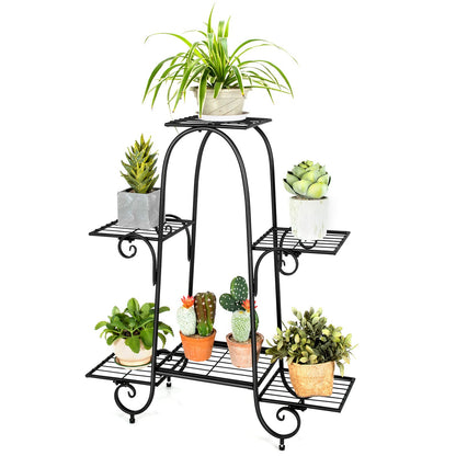 Giantex 6 Tiers Metal Plant Stand Flower Pots Holder, Plant Display Rack for Patio Garden Balcony Home, Indoor Outdoor Storage Shelf Decorative Planter Vertical Flowerpot Holder