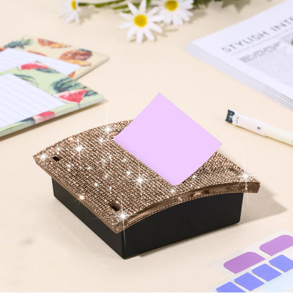 Eersida Rhinestone Self Stick Note Pad Holders 4 x 4 Inches Gold Cute Note Holder Sticky Dispenser Bling Memo Stick Dispenser for Office Employee Coworkers Gifts Home Desk Supplies