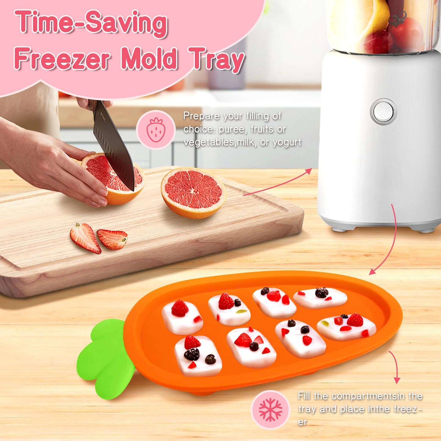 HAOBAOBEI Baby Fruit Food Feeder Pacifier - Fresh Food Feeder, Infant Fruit Teething Teether Toy for 3-24 Months, 3 Pcs Silicone Pouches for Toddlers & Kids & Babies, 2-Pack (Purple Pink)