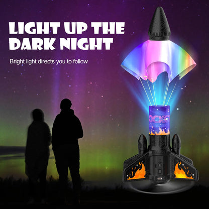 Ovaasy Rocket Launcher for Kids, 200 ft Self Launching Motorized Rocket Toy with LED and Safety Parachute Land, Outdoor Toys Cool Birthday for Boys Ages 8-12 (Orange)