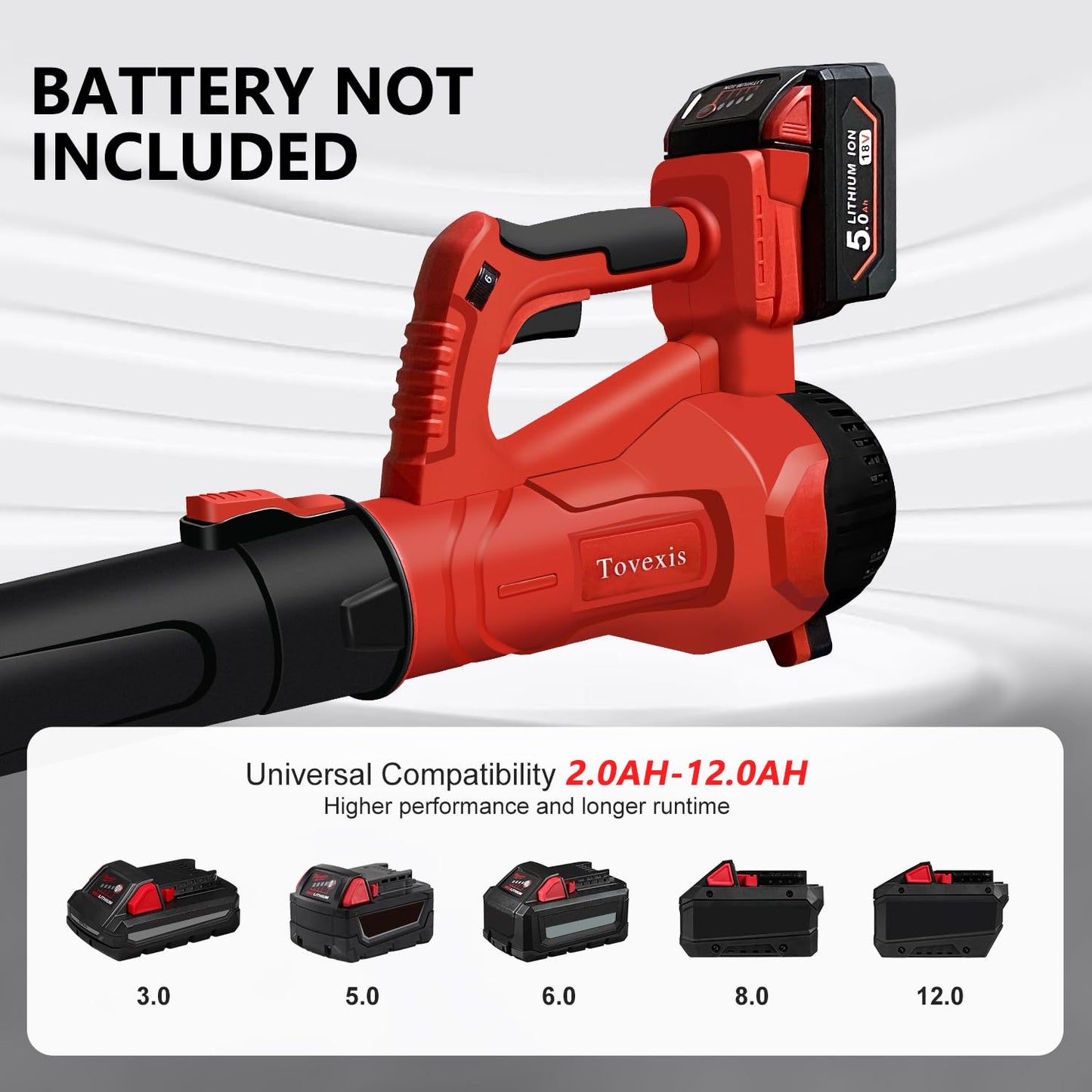 Leaf Blower Cordless for Milwaukee M18 Battery(No Battery) - 580CFM & 6 Speed Levels, Electric Brushless Cordless Handheld Blower for Town Care, Patio, Blowing Leaves and Snow (Black & Red)