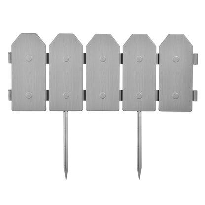 Evelyne Garden Border Edging: Wooden Grain Fence Dog Ear Design - Landscaping Fence Liner Lawn Edge Barrier - Decorative Lawn Landscape Panels Elements -Landscaping Edging (Gray, 10ft.)