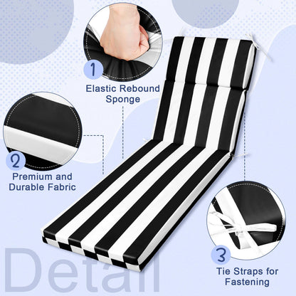 SmoothNovelty 1 Pcs Indoor Outdoor Chaise Lounge Cushions Sponge Bench Outdoor Furniture Chaise Cushions Patio Chair Furniture Replacement (Black White Stripes)