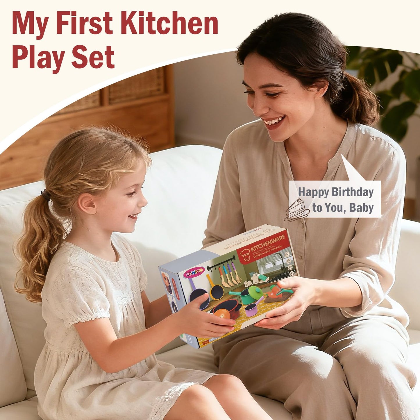 Lonico Pretend Play Kitchen Accessories for Toddlers 3-5, Play Food Sets for Kids Kitchen Toys with 5 Pots and Pans & Cooking Utensils & Toy Food, Birthday Gift for 3 4 5 Year Old Girls Boys