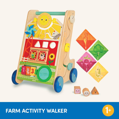 Battat – Wooden Activity Walker – 9 Educational Activities – Learning & Walking Toy for Toddlers – Stand, Push, Walk – 1 Year + – Farm Theme