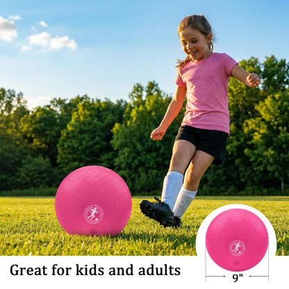 Yelaonen 9 Inch Playground Ball Dodgeball Balls Kickball, Pack of 6, 4 Square Balls Dodge Balls for Kids, Kickballs Handball for Indoor Outdoor Games, Includes Pump
