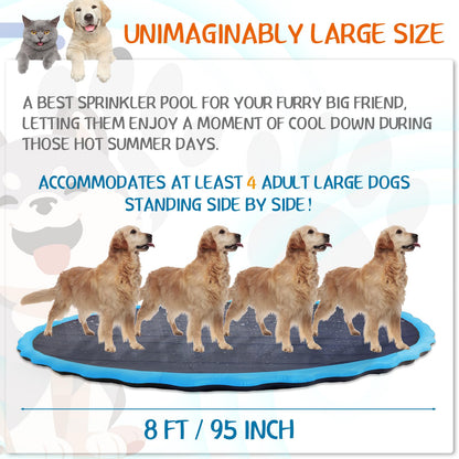 Lewtemi 8 ft Giant Nonslip Splash Pad 96 for Adult Kids and Dog, Thicken Sprinkler Pool Summer Outdoor Water Playmat for Backyard, Fun Backyard Fountain Pad(Floral)