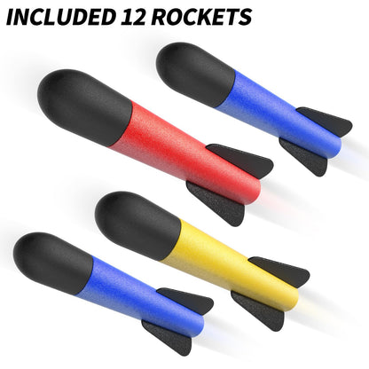 TEMI Rocket Launcher for Kids, 12 Foam Rockets and Launcher Pad, Launch up to 100+ft, Kids Outdoor Toys, Birthday Gift Toys for Kids Boys Girls Age 3 4 5 6 + Years Old