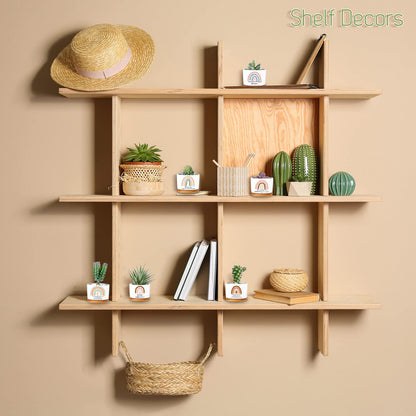Sieral 6 Pcs Thank You Employee Appreciation Gift Succulent Pots Social Worker Gift Ceramic Plant Pot with Bamboo Tray Succulent Planter for Coworker Teacher, Plants Excluded (Boho Style)