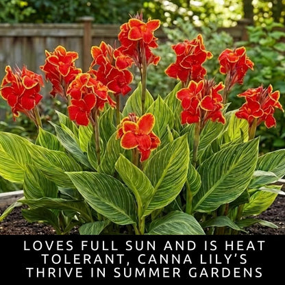 Lucifer Canna Lily Bulbs for Planting – Bright Red Flowers with Golden Yellow Edges – Tropical Summer Blooming Plants – Premium Canna Rhizomes (1 Bulb)