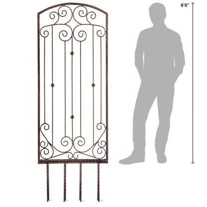 H Potter Large Metal Garden Trellis 32" W x 6 feet Tall — Heavy Duty Iron for Climbing Roses, Clematis, Ivy — Freestanding, Weather Resistant, Ground Spikes Included