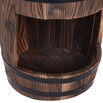 Outsunny 23" H Outdoor Water Fountain Wood and Plastic Rustic Apple Barrel Pump Garden Decor for Outside Backyard